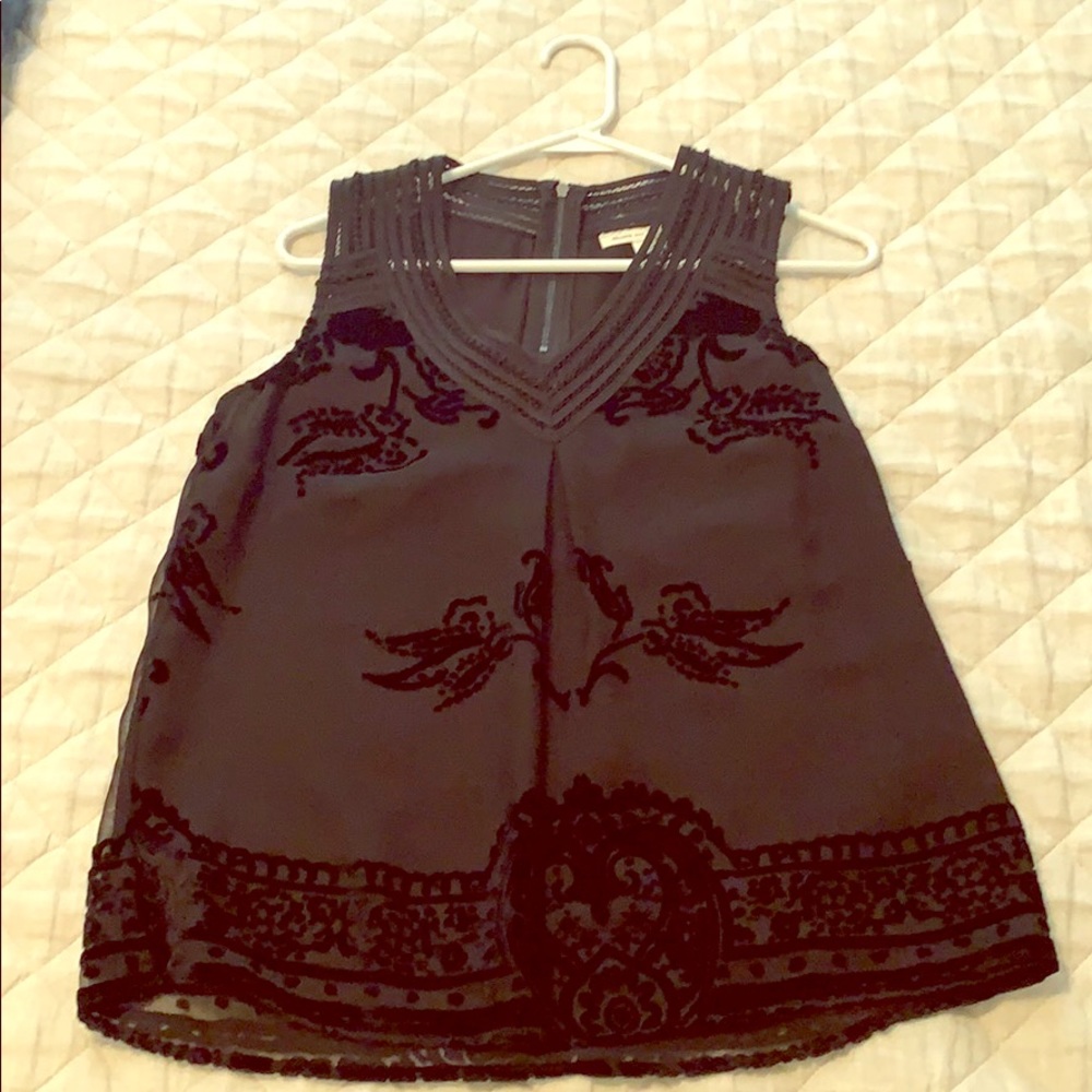 Anthropologie Meadow Rue brand Velvet detail top